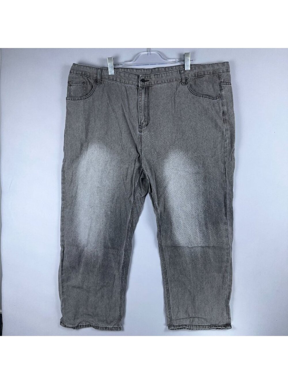 Manfinity Relaxed Fit Jeans Straight Leg Mens 5XL Gray Casual Wear Made In China